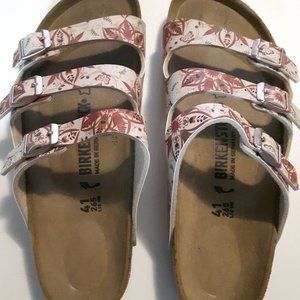 Birkenstock Florida Sandals, Beige & Red, Size 41